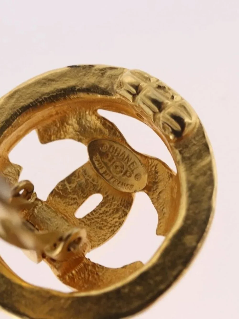 CHANEL COCO Mark Earring Metal Gold Tone CC Auth 187301M